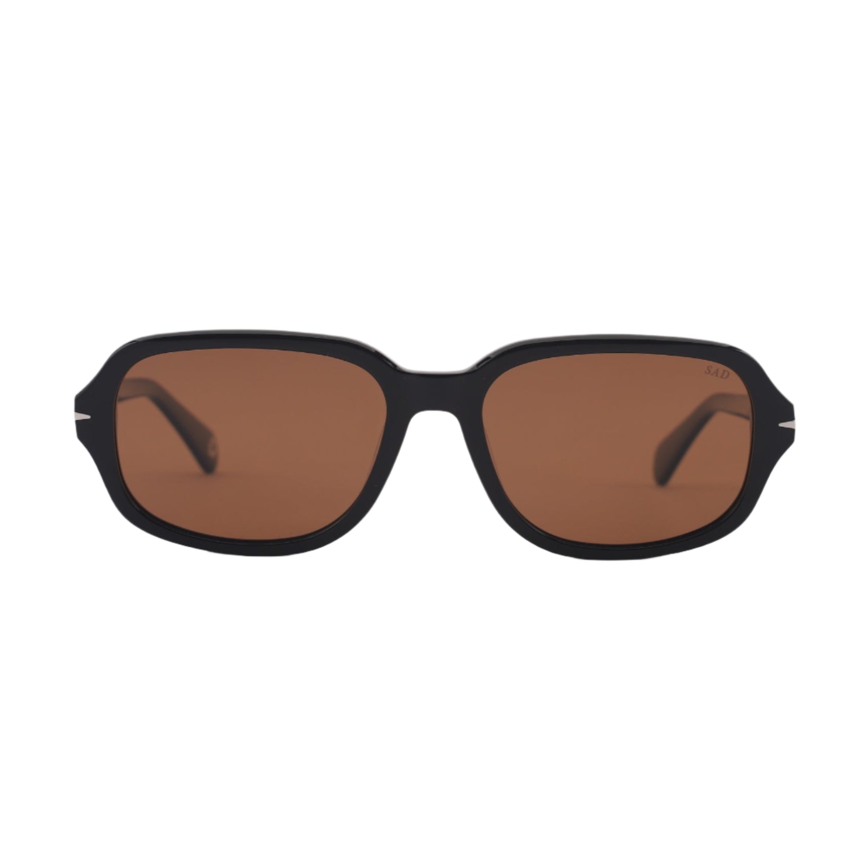 SAD Eyewear Dusk premium square sunglasses in black with bronze polarized UV protection lenses