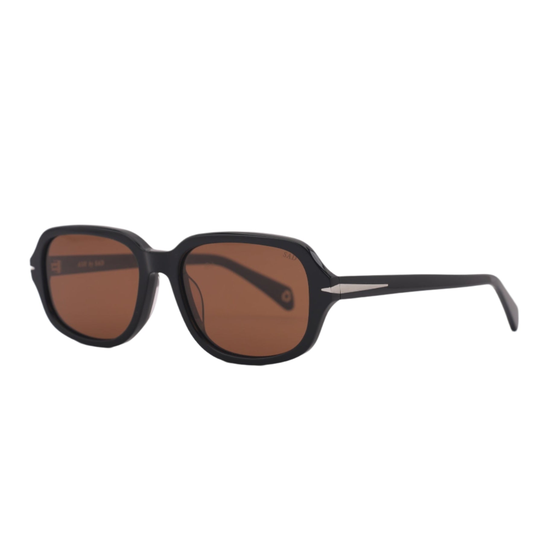 SAD Eyewear Dusk premium square sunglasses in black with bronze polarized UV protection lenses