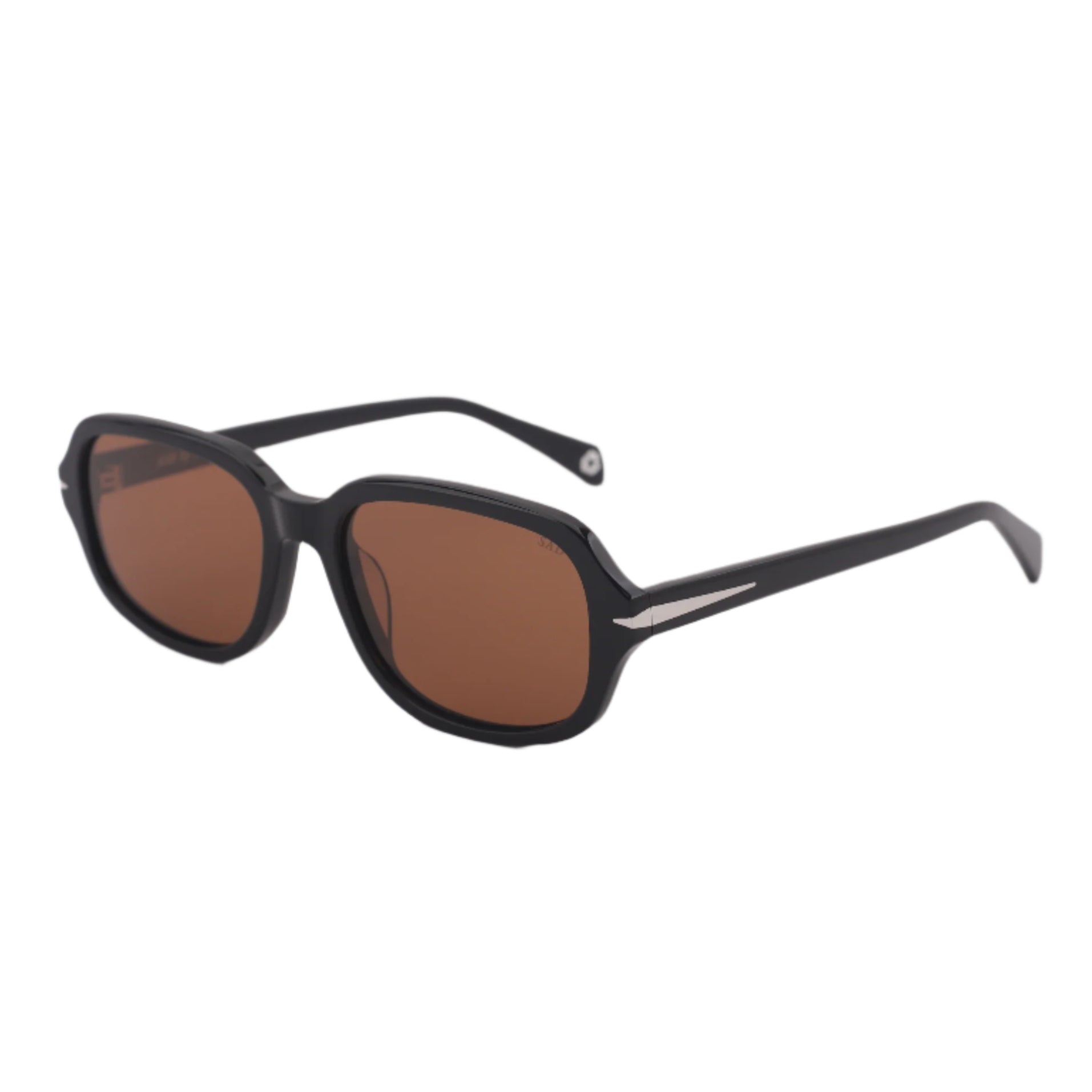 SAD Eyewear Dusk premium square sunglasses in black with bronze polarized UV protection lenses