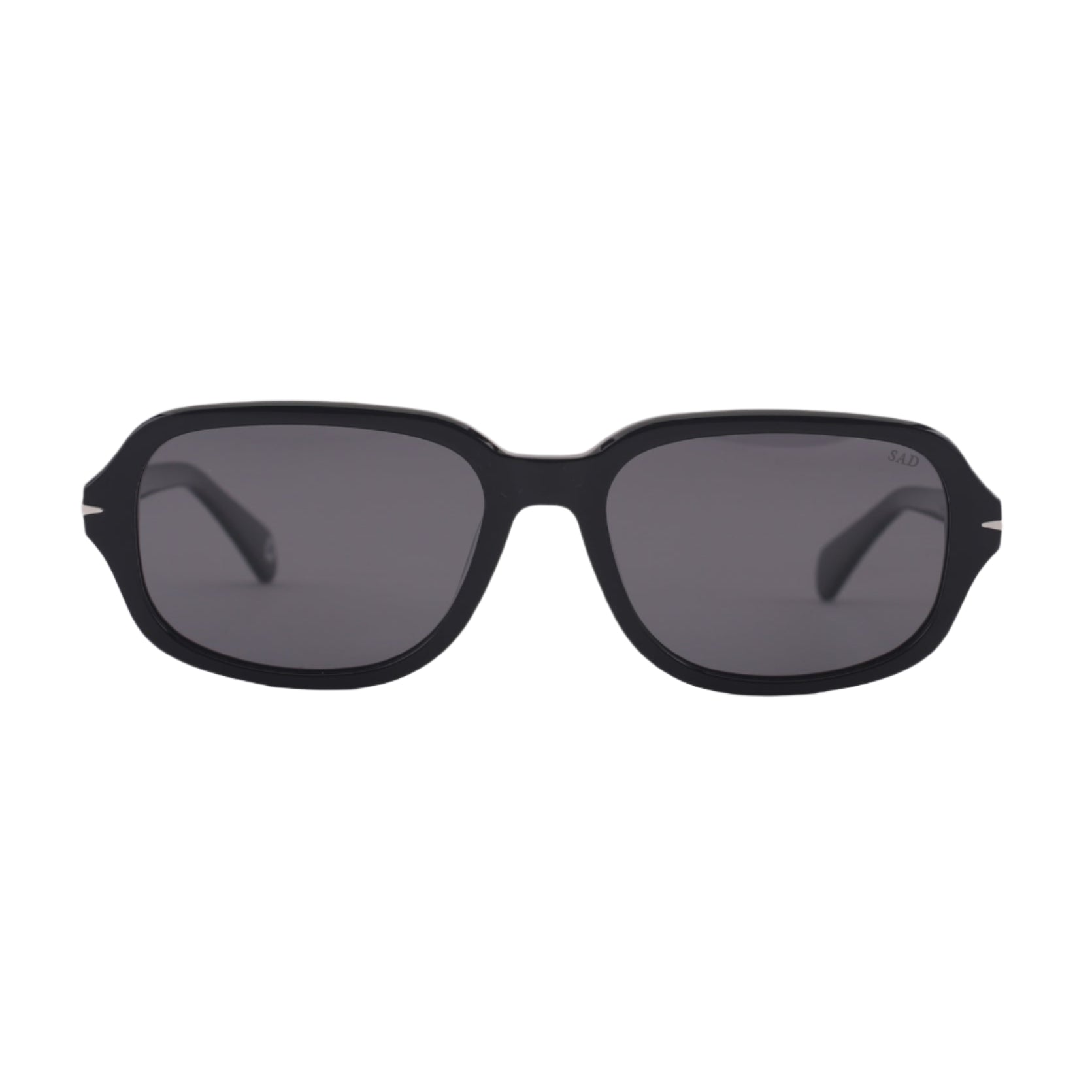 SAD Eyewear Dusk premium square sunglasses in black with black polarized UV protection lenses