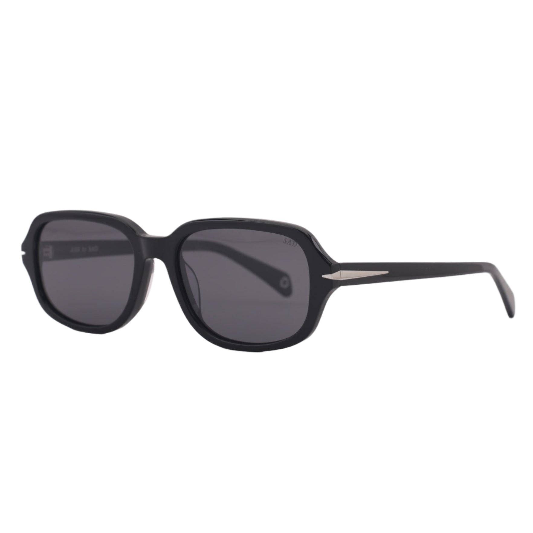 SAD Eyewear Dusk premium square sunglasses in black with black polarized UV protection lenses