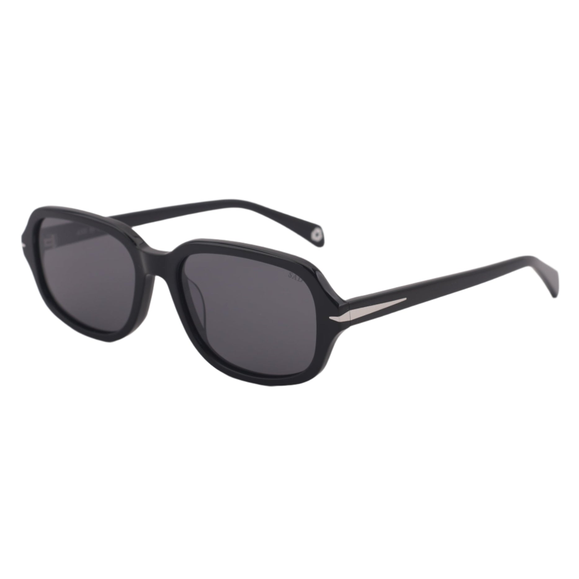 SAD Eyewear Dusk premium square sunglasses in black with black polarized UV protection lenses