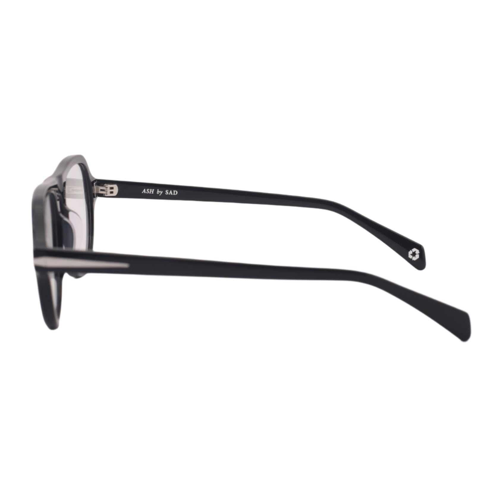 SAD Eyewear Ash aviator rectangle glasses in black with clear blue light blocking protection lenses