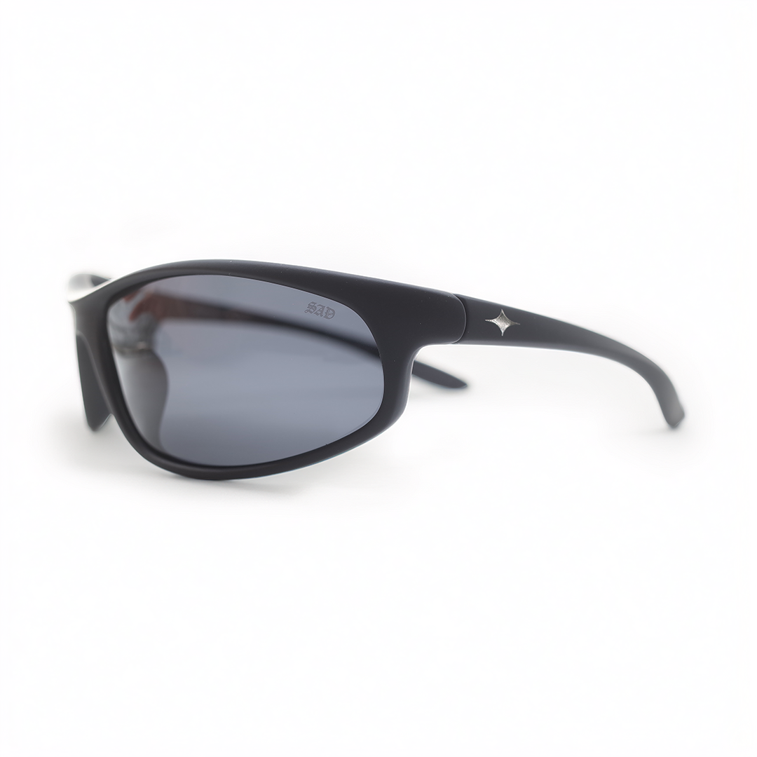 SAD Eyewear ASPHALT athletic sunglasses in matte black with  polarized grey UV protection lenses