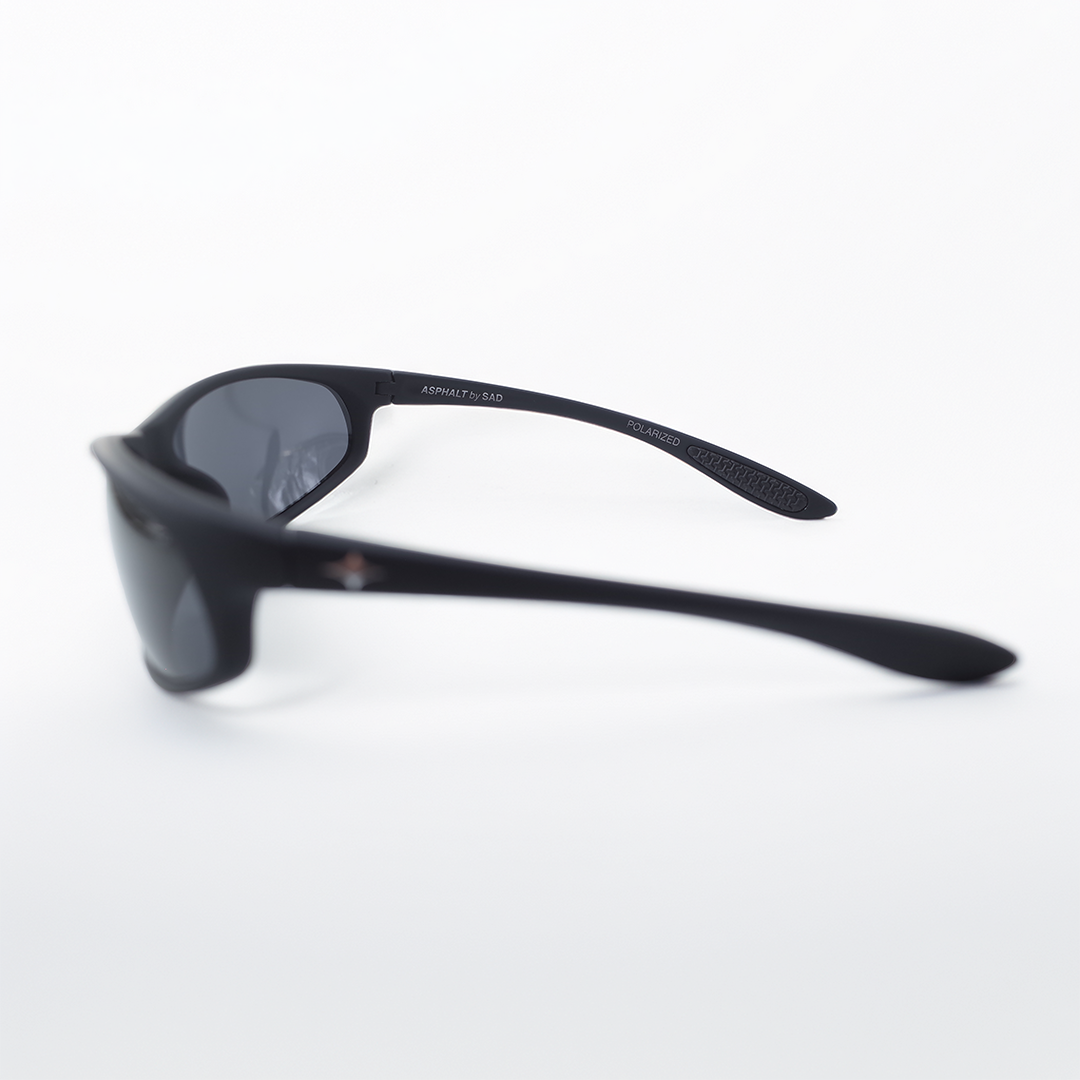 SAD Eyewear ASPHALT athletic sunglasses in matte black with  polarized grey UV protection lenses