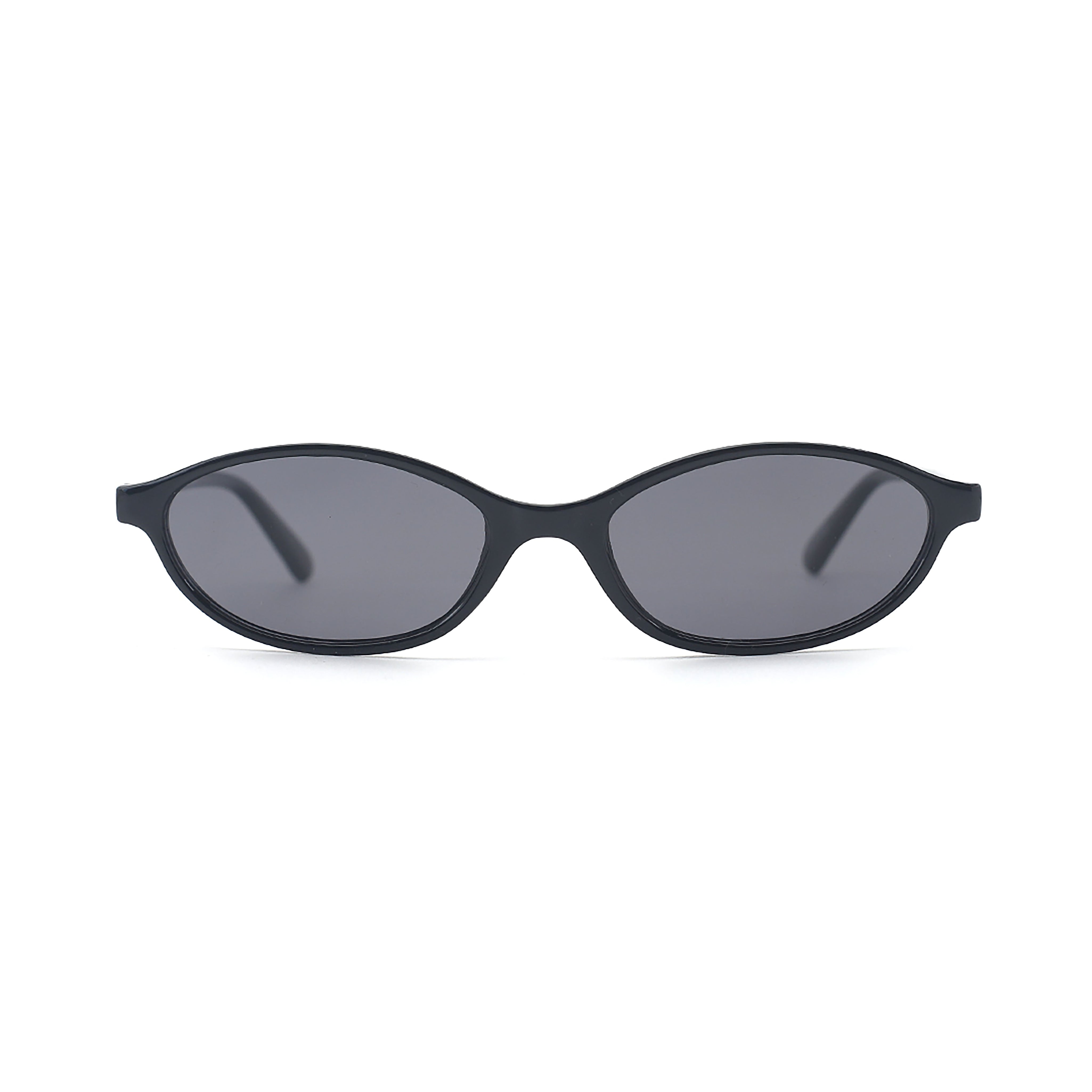 SAD Eyewear Celeste oval sunglasses in black with polarized grey UV protection lenses