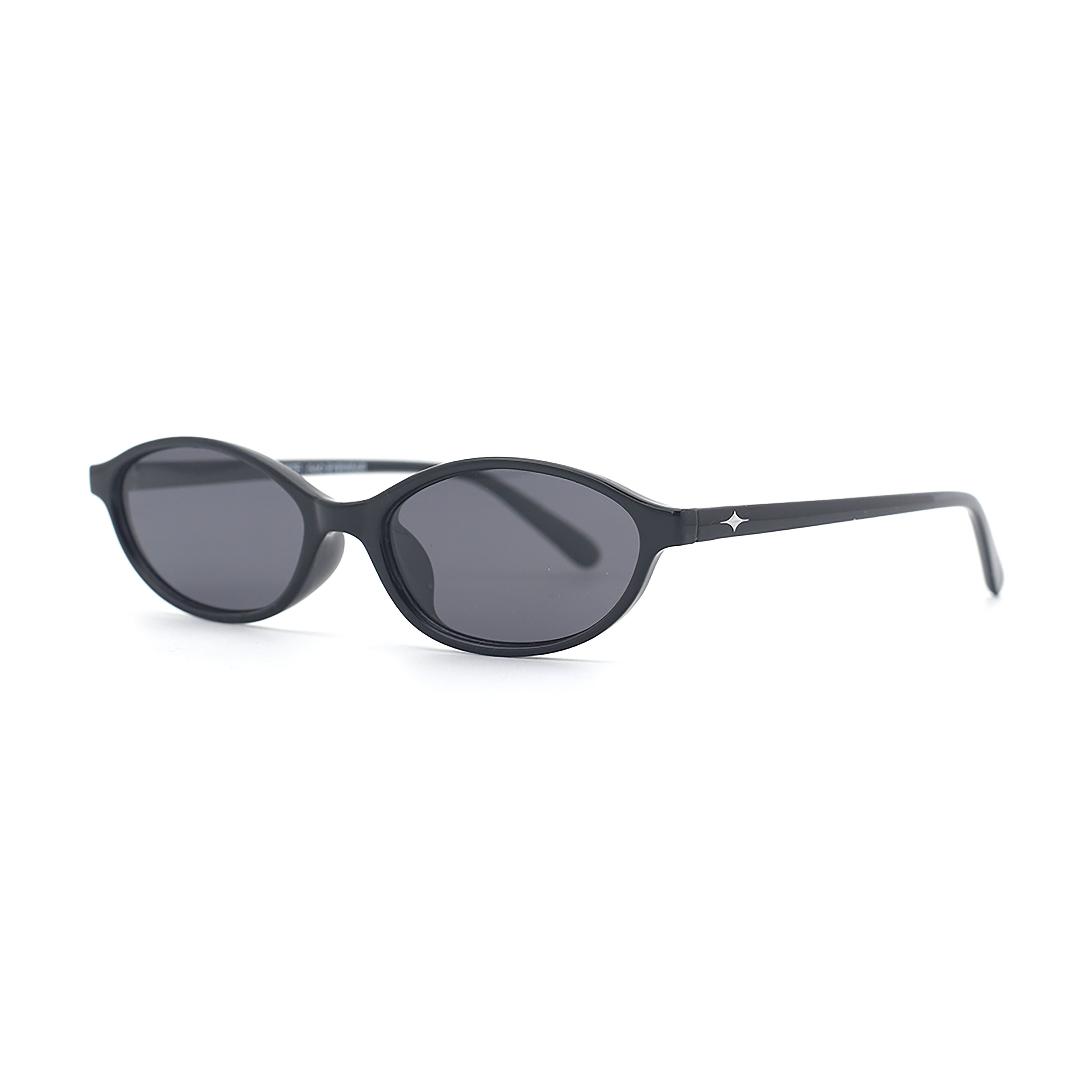SAD Eyewear Celeste oval sunglasses in black with polarized grey UV protection lenses
