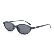 SAD Eyewear Celeste oval sunglasses in black with polarized grey UV protection lenses