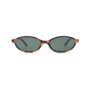 SAD Eyewear Celeste oval sunglasses in tortoise with polarized olive UV protection lenses