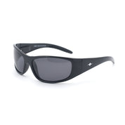 SAD Eyewear Fade wrap around sunglasses in black with polarized grey UV protection lenses