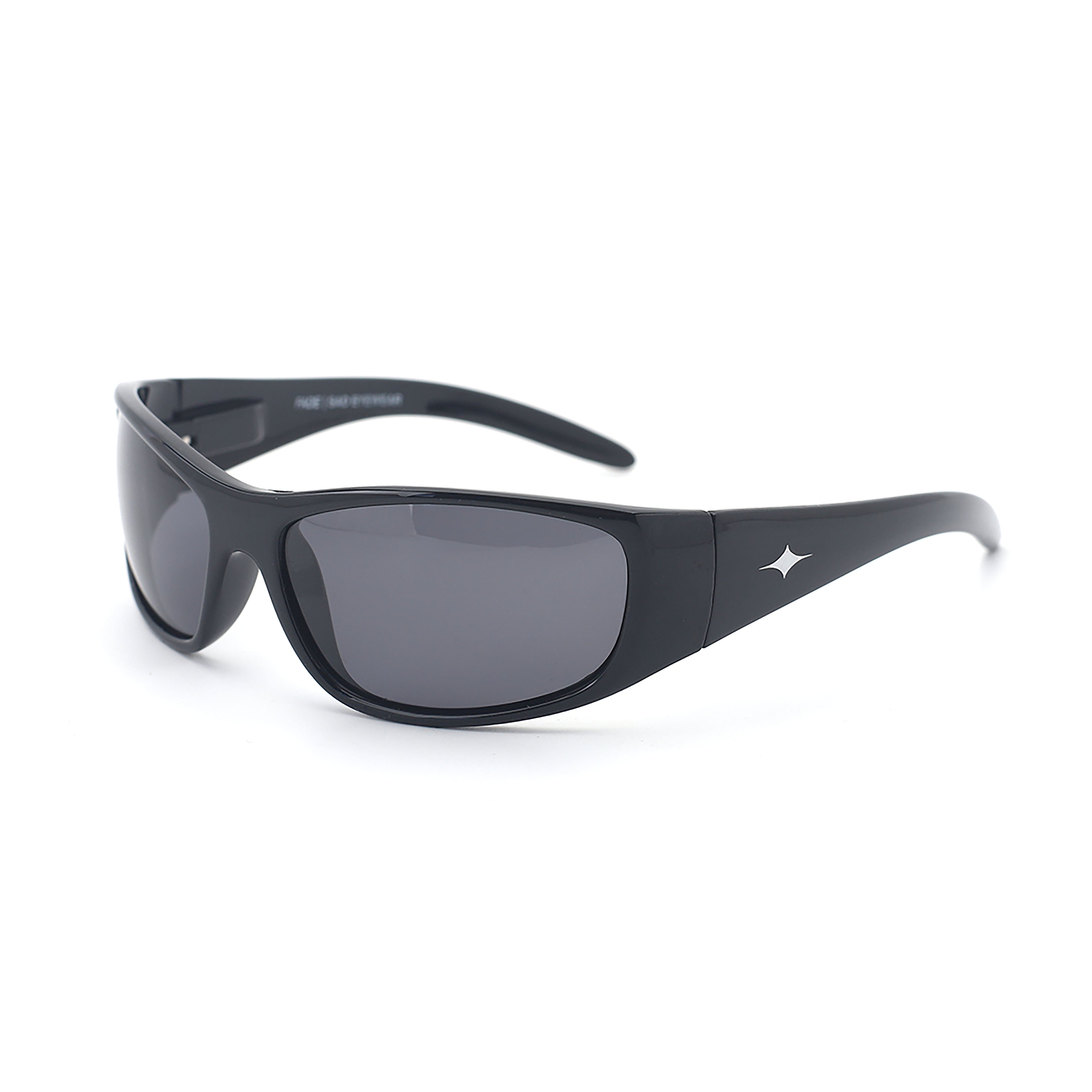 SAD Eyewear Fade wrap around sunglasses in black with polarized grey UV protection lenses