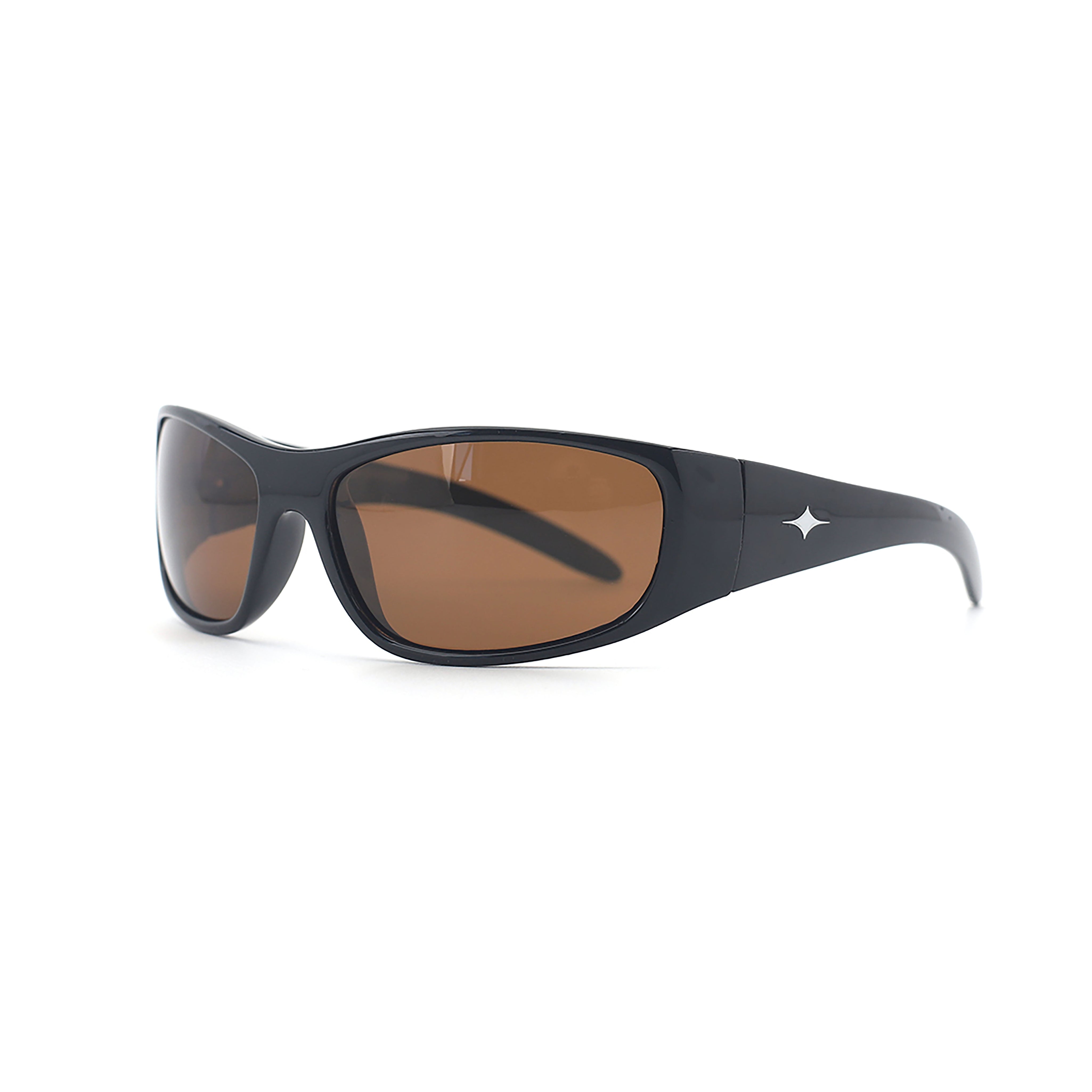 SAD Eyewear Fade wrap around sunglasses in black with polarized bronze UV protection lenses