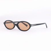 SAD Eyewear ORCHID premium oval sunglasses in gloss black with tinted bronze UV protection lenses