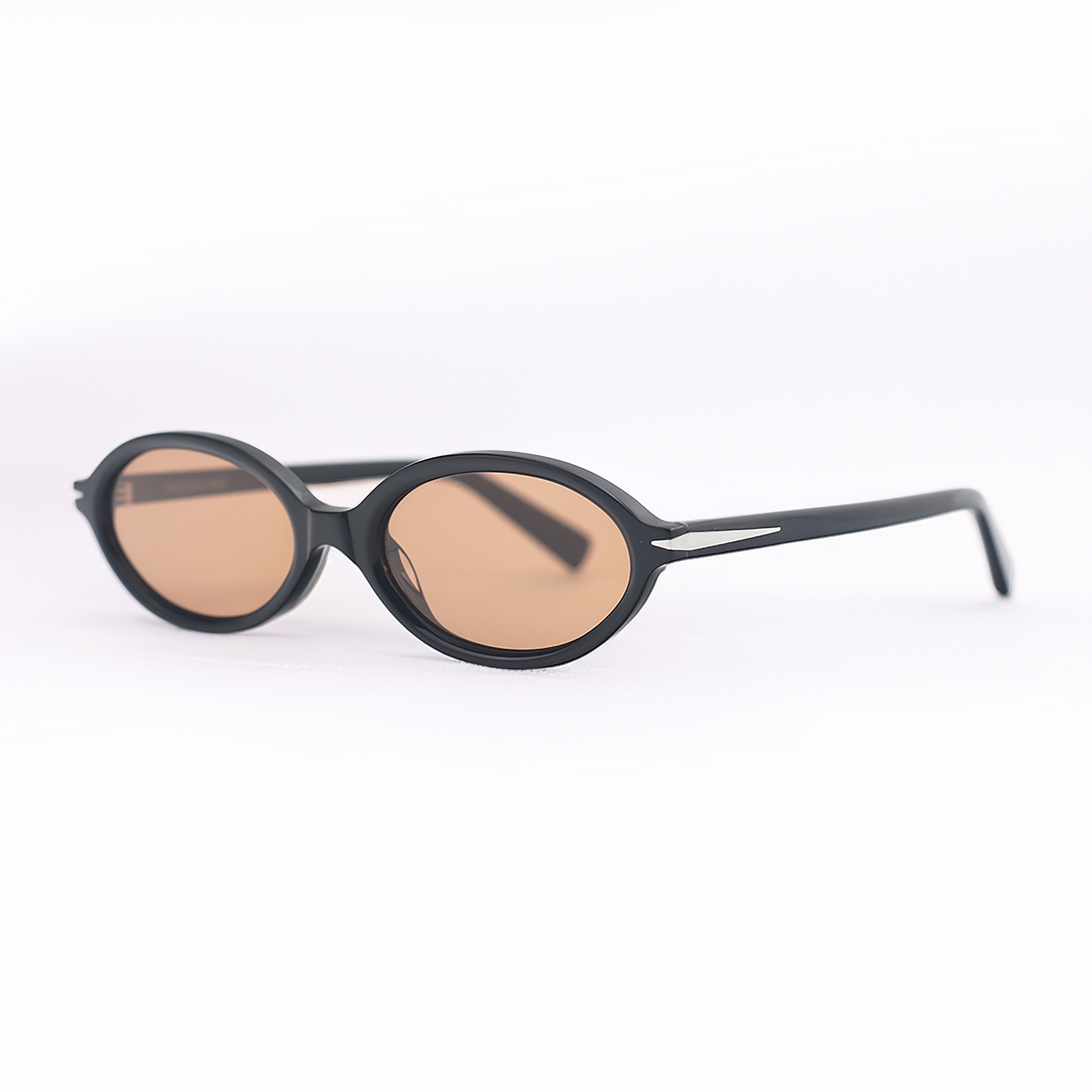 SAD Eyewear ORCHID premium oval sunglasses in gloss black with tinted bronze UV protection lenses