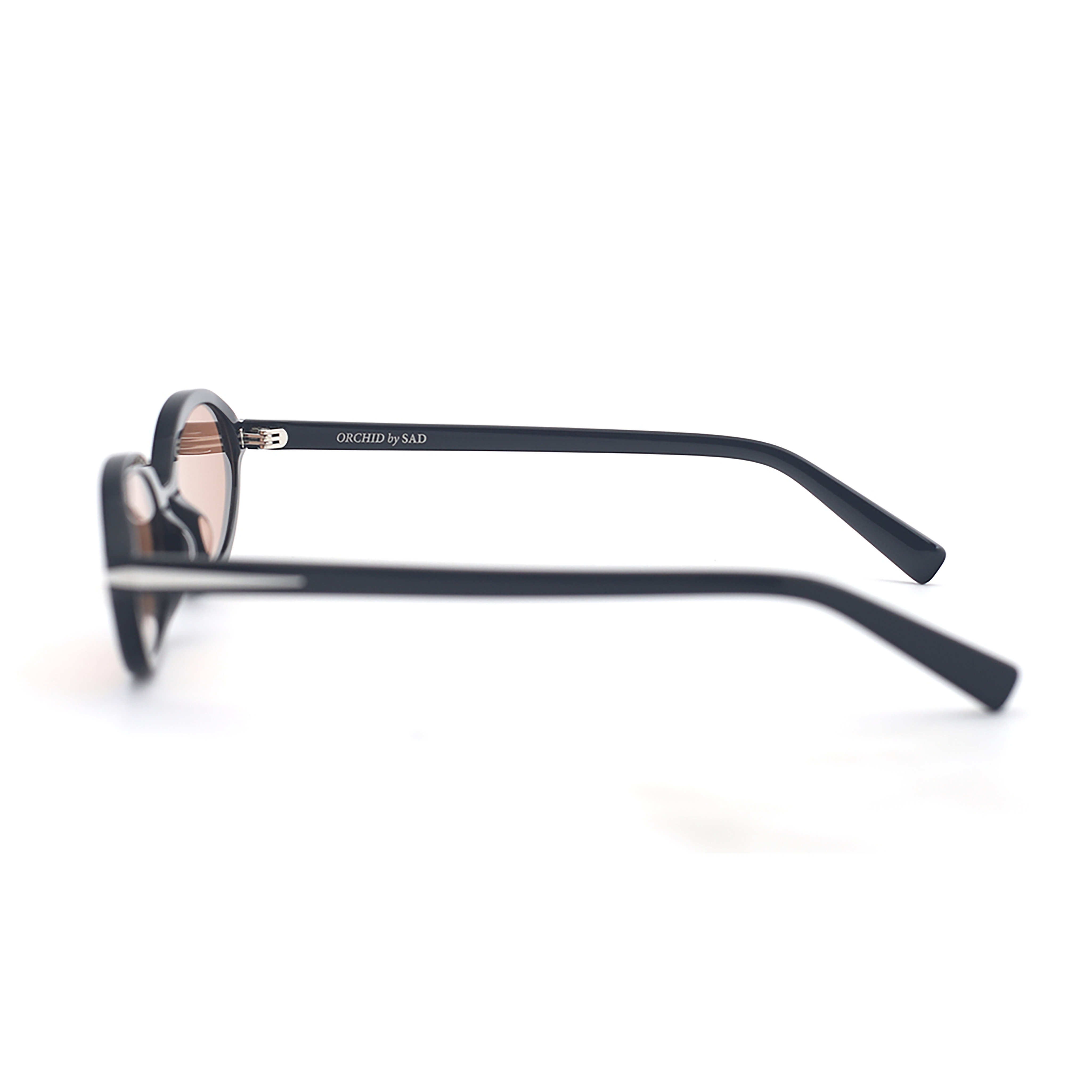 SAD Eyewear ORCHID premium oval sunglasses in gloss black with tinted bronze UV protection lenses