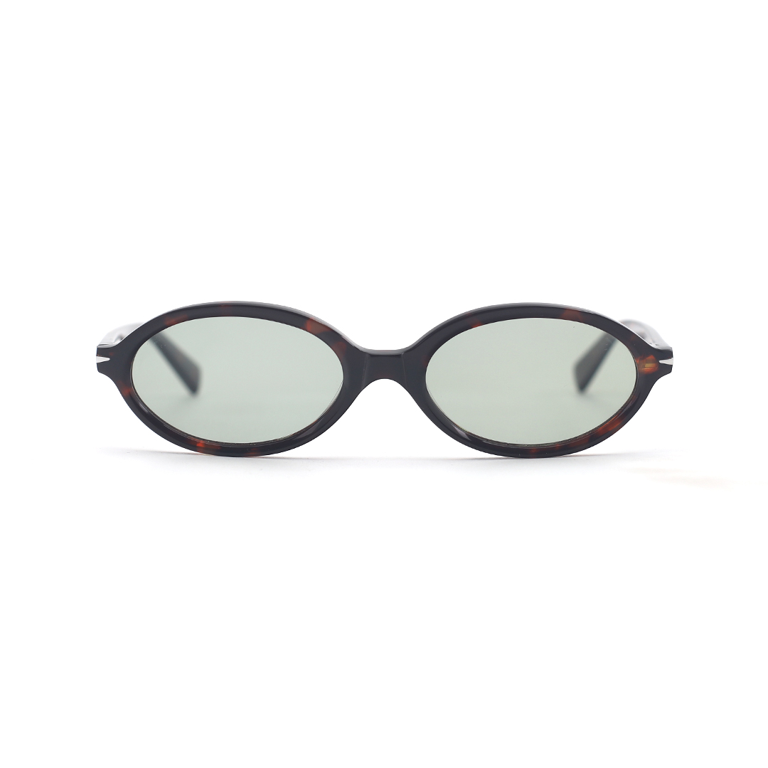 SAD Eyewear ORCHID premium oval sunglasses in tortoiseshell with tinted olive UV protection lenses