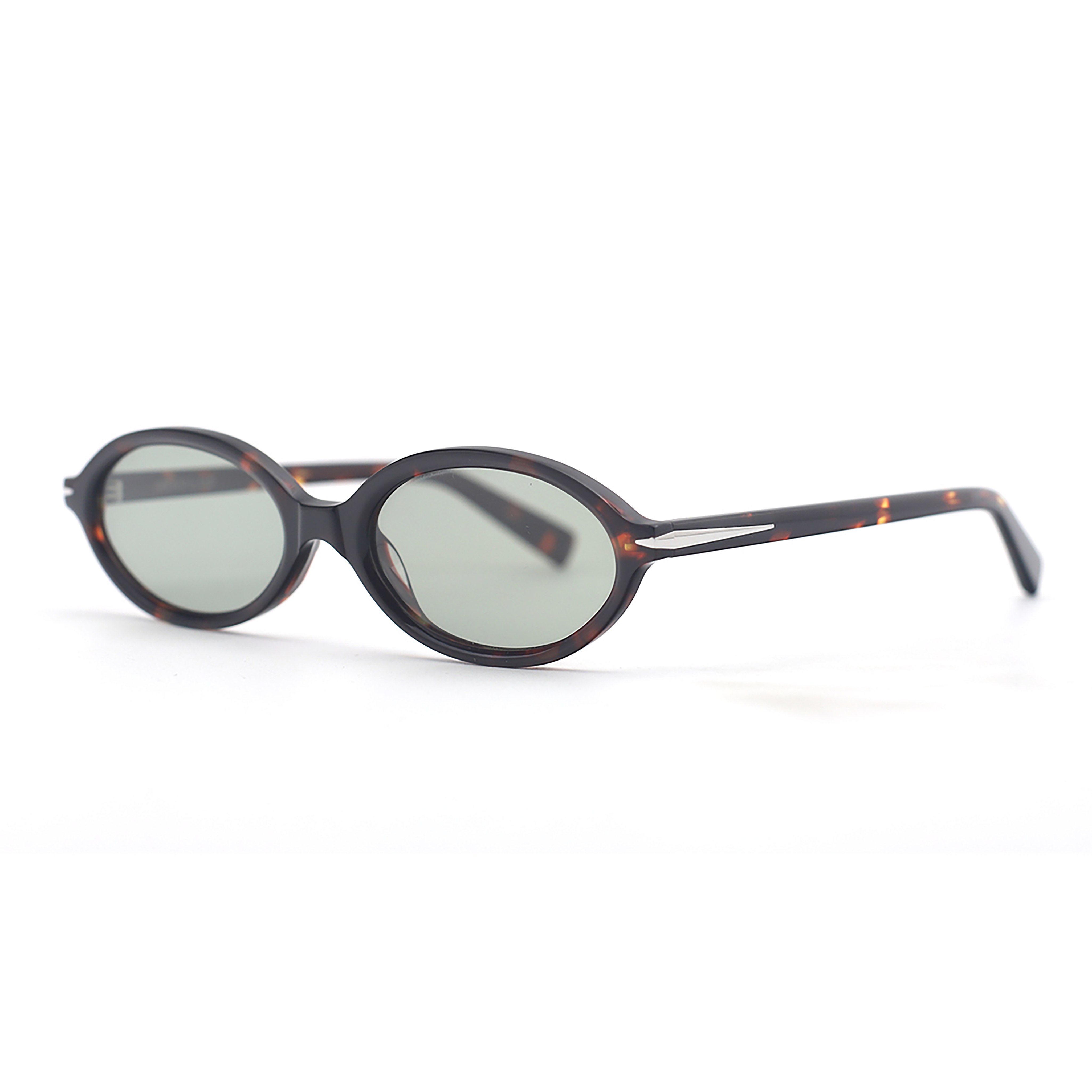 SAD Eyewear ORCHID premium oval sunglasses in tortoiseshell with tinted olive UV protection lenses