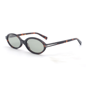 SAD Eyewear ORCHID premium oval sunglasses in tortoiseshell with tinted olive UV protection lenses