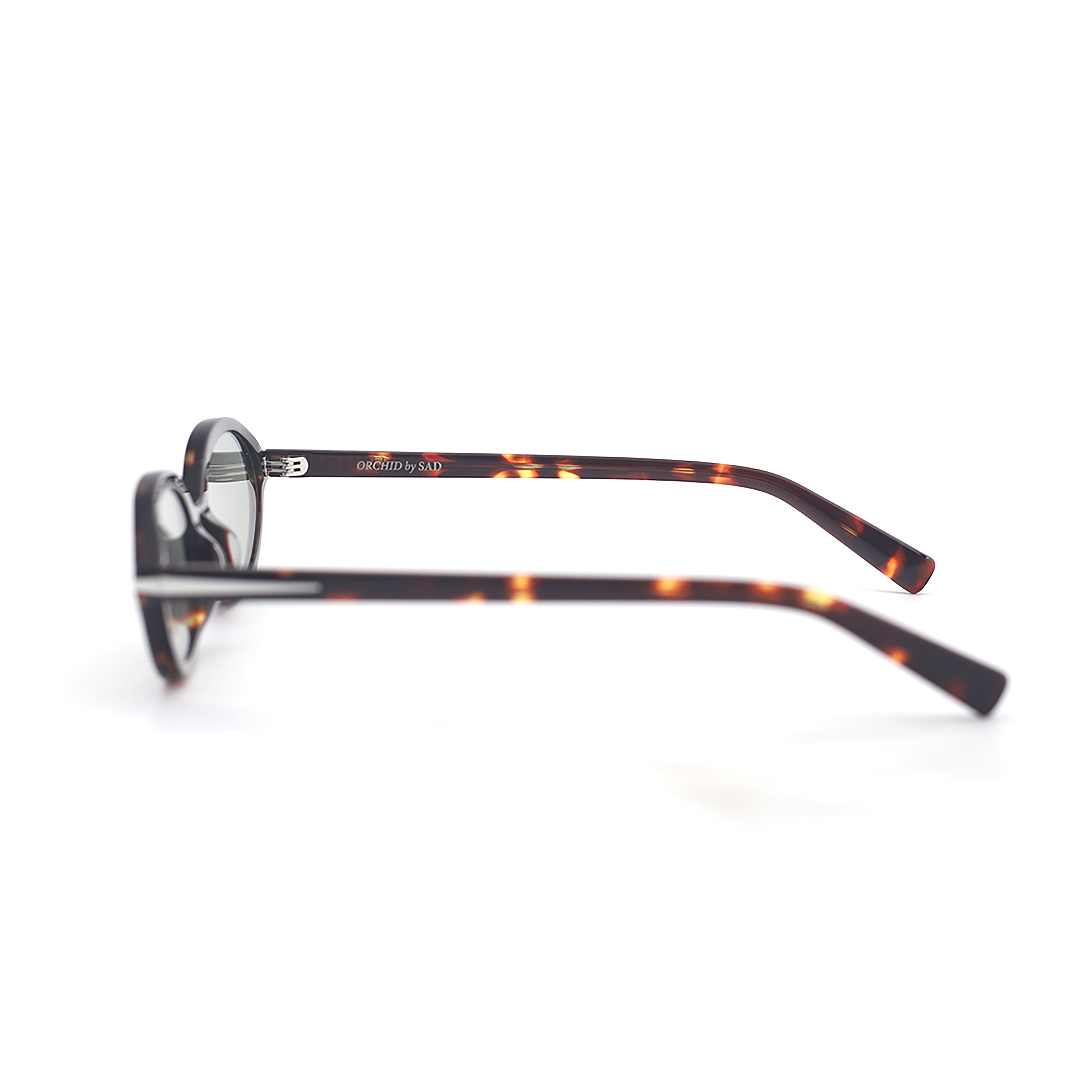 SAD Eyewear ORCHID premium oval sunglasses in tortoiseshell with tinted olive UV protection lenses