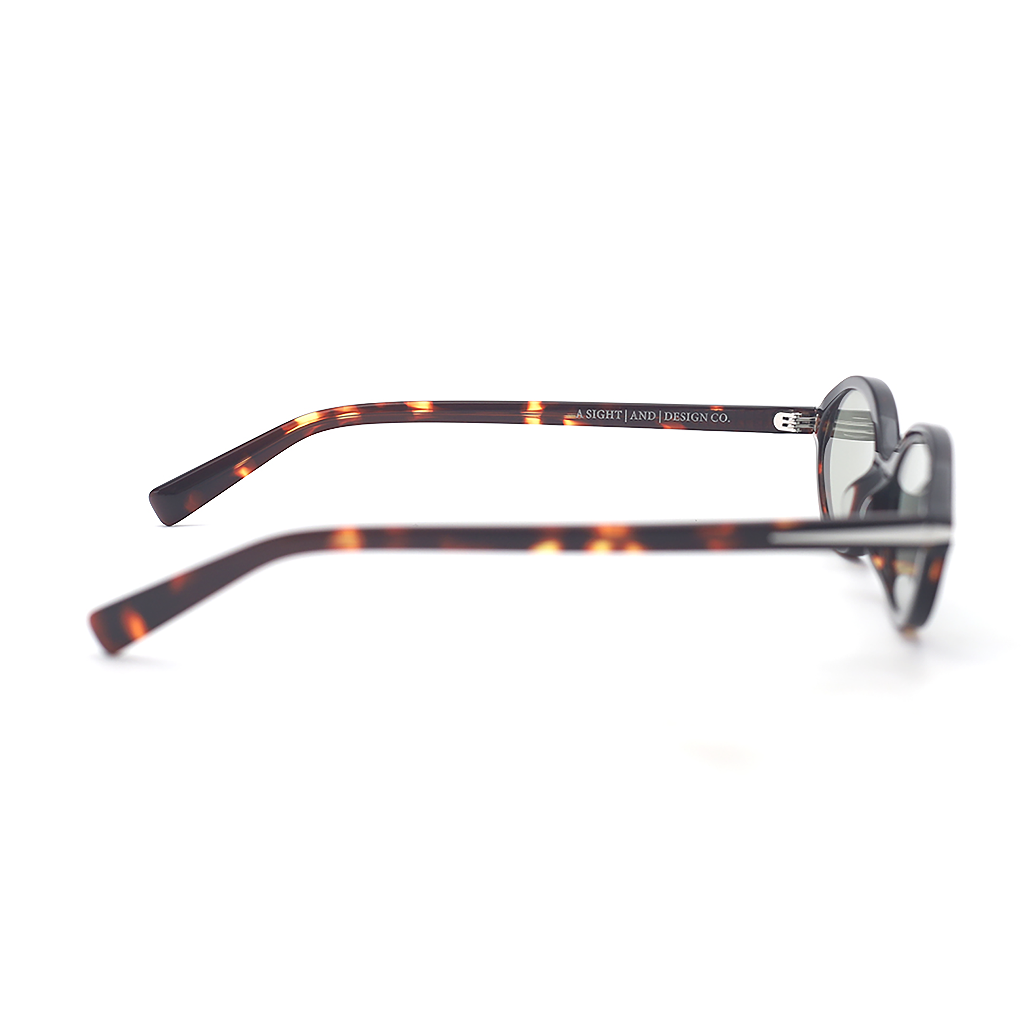 SAD Eyewear ORCHID premium oval sunglasses in tortoiseshell with tinted olive UV protection lenses