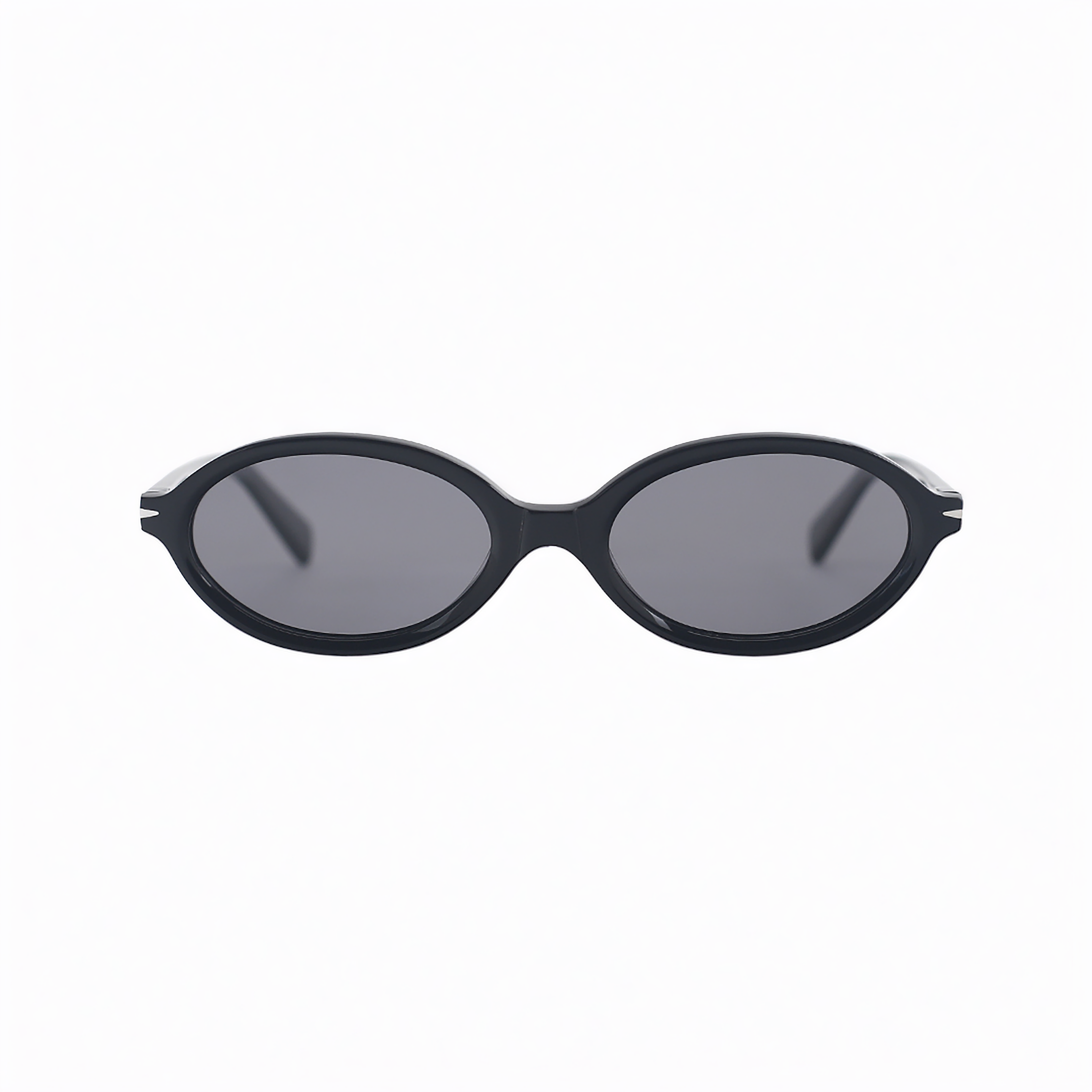 SAD Eyewear ORCHID premium oval sunglasses in gloss black with polarized grey UV protection lenses