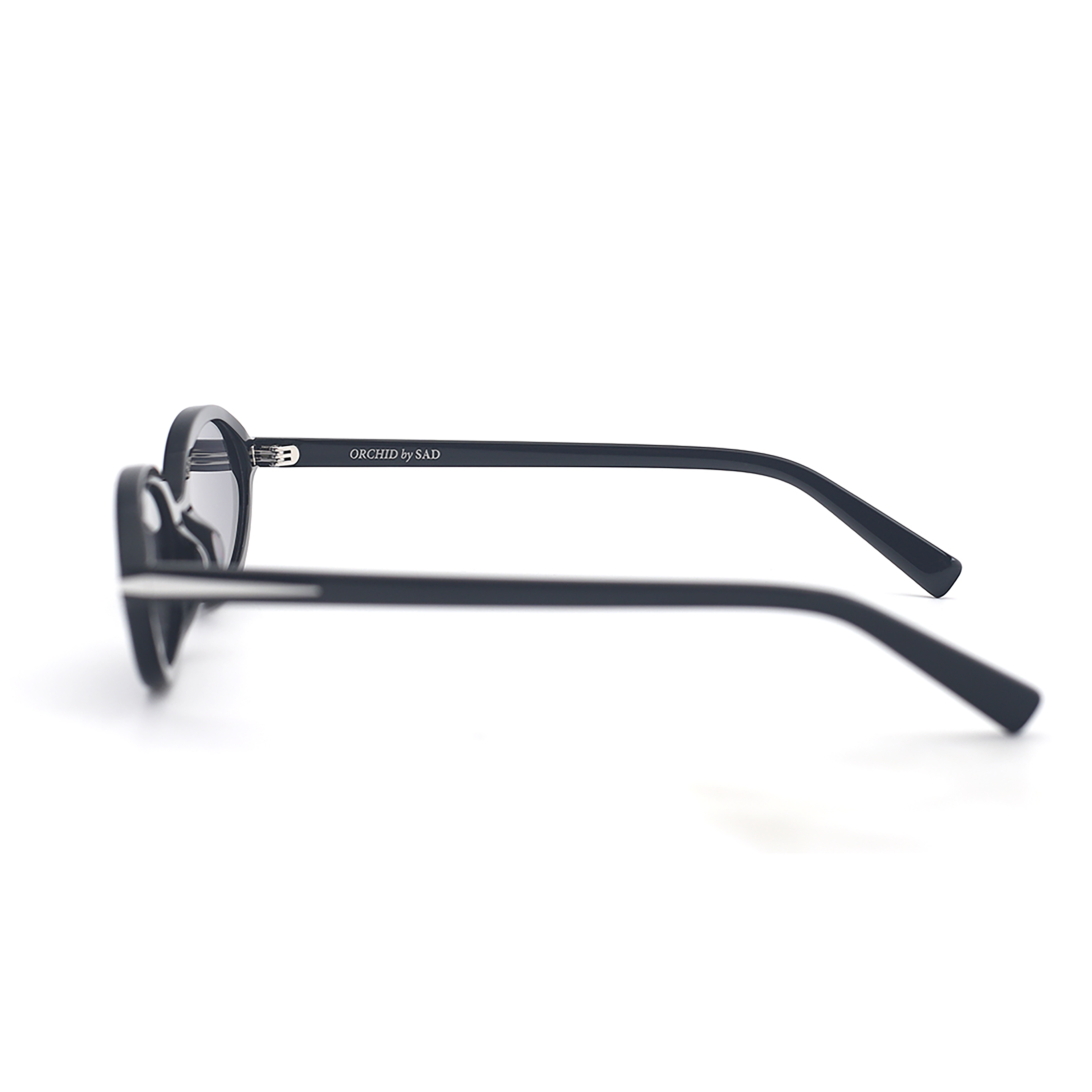 SAD Eyewear ORCHID premium oval sunglasses in gloss black with polarized grey UV protection lenses