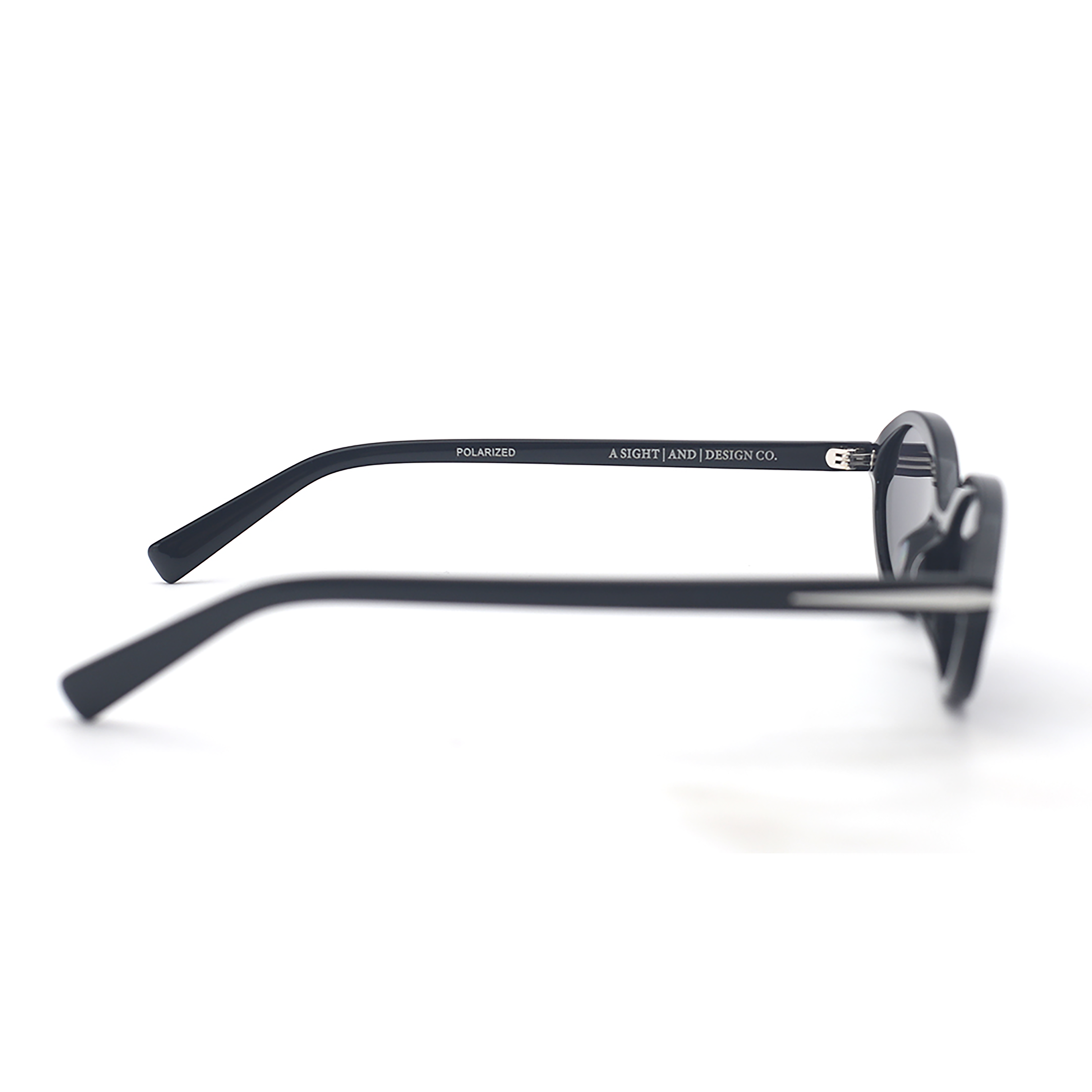 SAD Eyewear ORCHID premium oval sunglasses in gloss black with polarized grey UV protection lenses