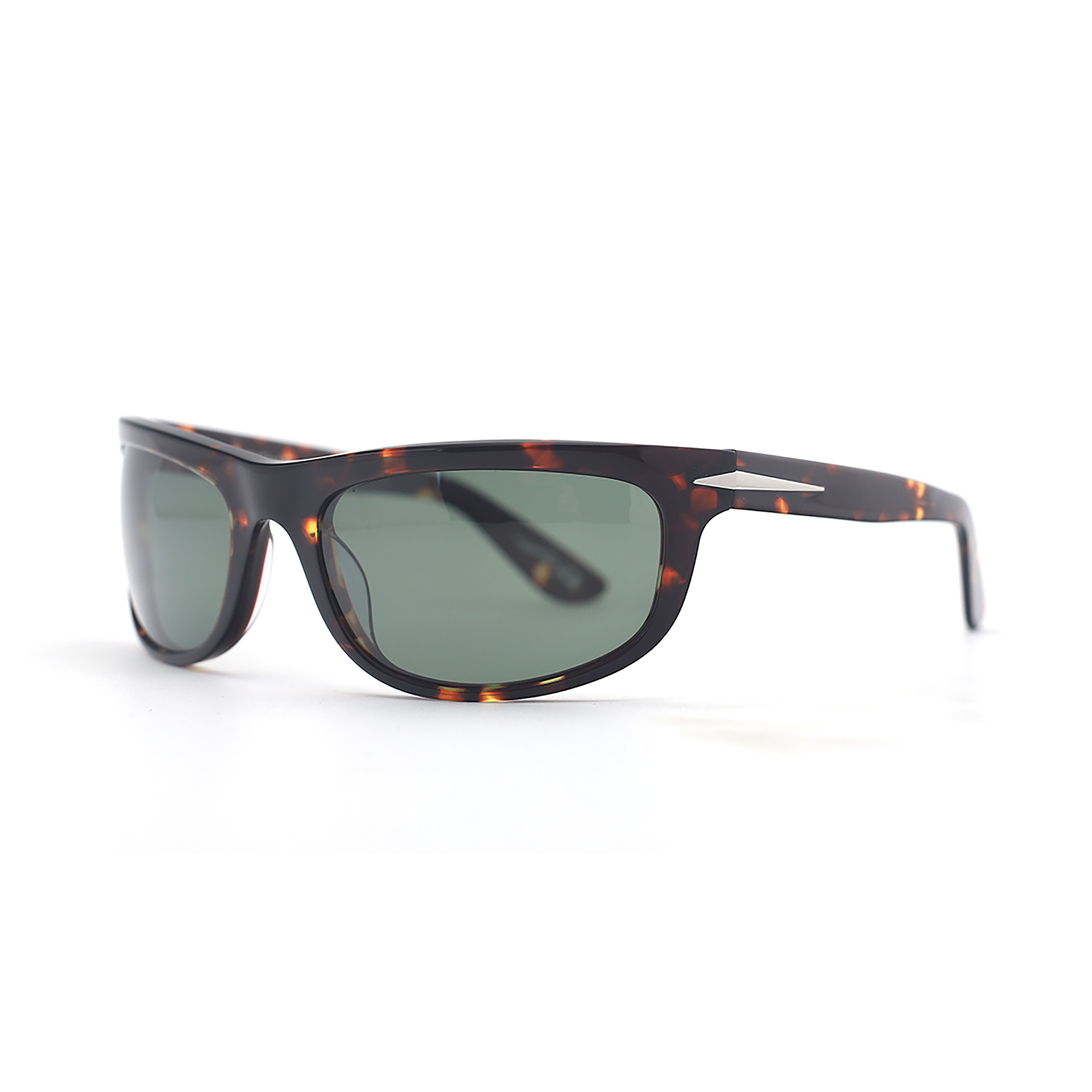 SAD Eyewear HEAT premium wraparound sunglasses in tortoiseshell with olive polarized UV protection lenses