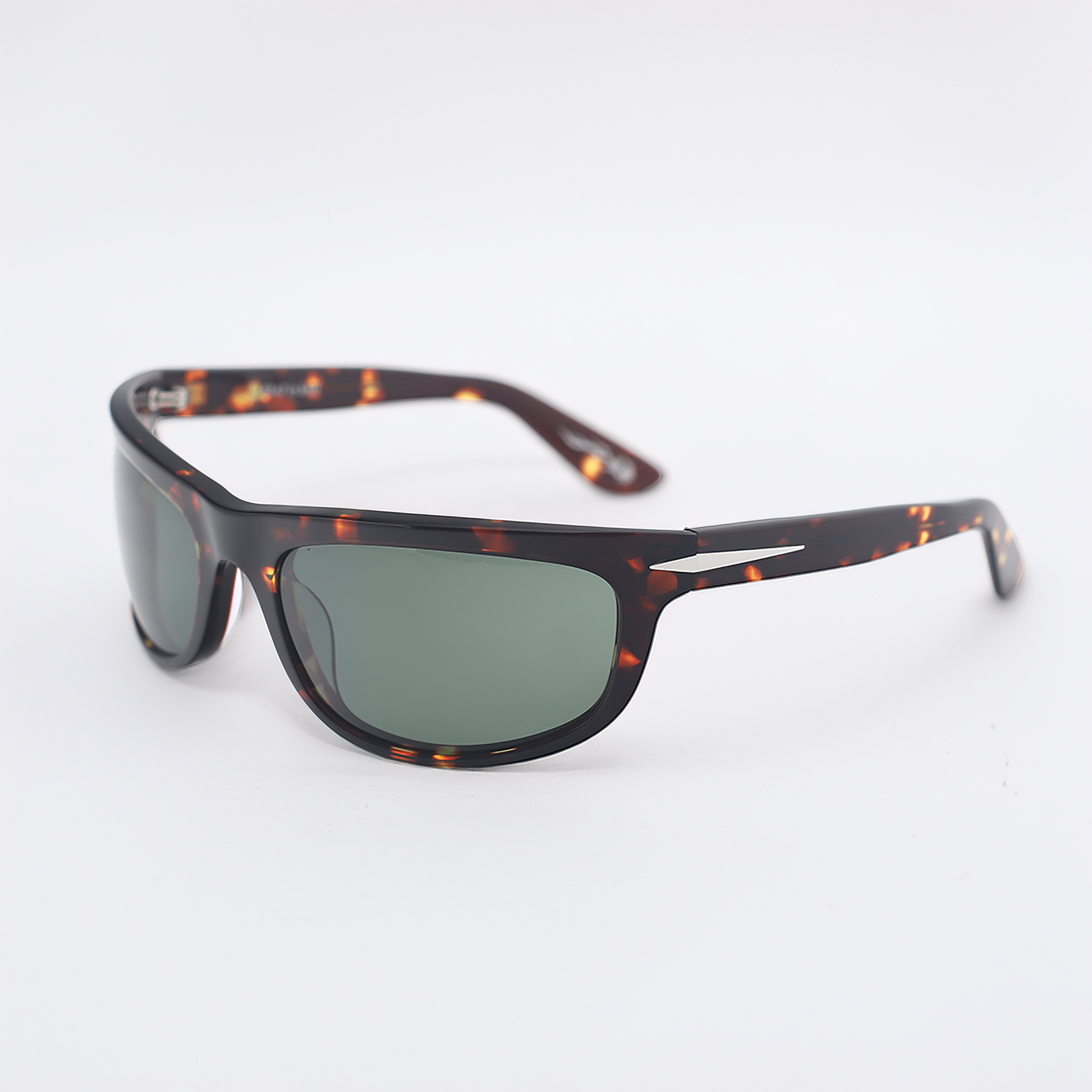 SAD Eyewear HEAT premium wraparound sunglasses in tortoiseshell with olive polarized UV protection lenses