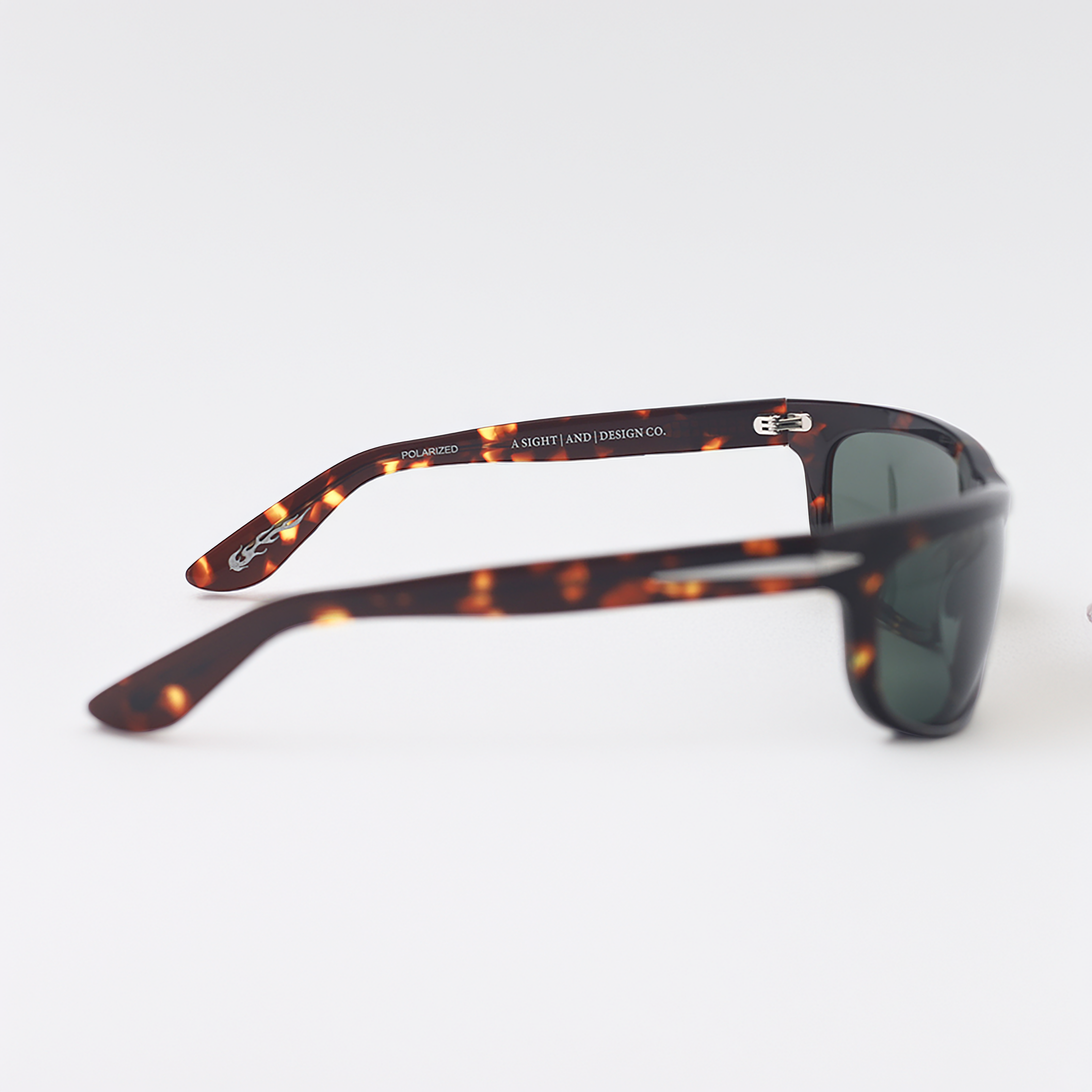SAD Eyewear HEAT premium wraparound sunglasses in tortoiseshell with olive polarized UV protection lenses