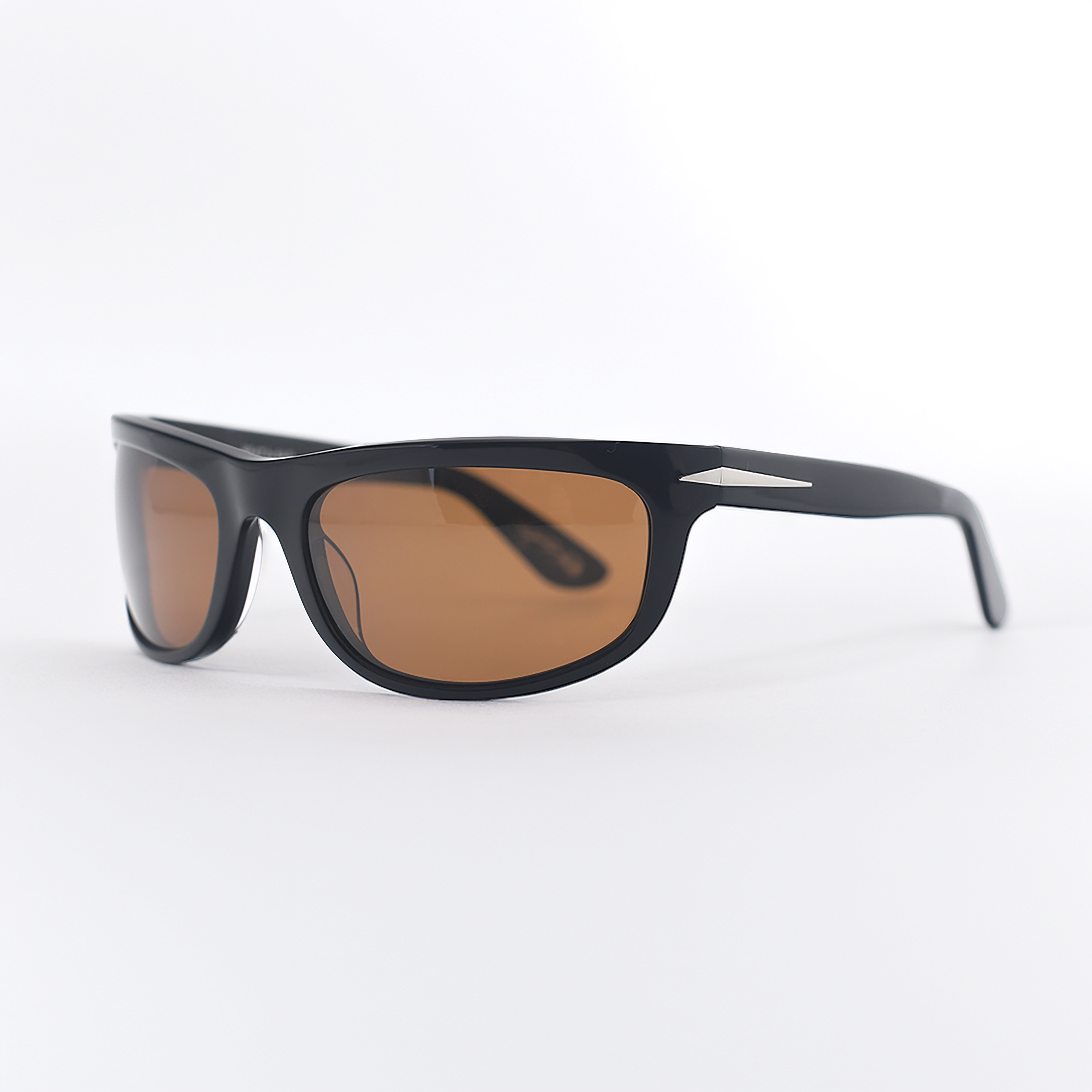 SAD Eyewear HEAT premium wraparound sunglasses in gloss black with bronze polarized UV protection lenses
