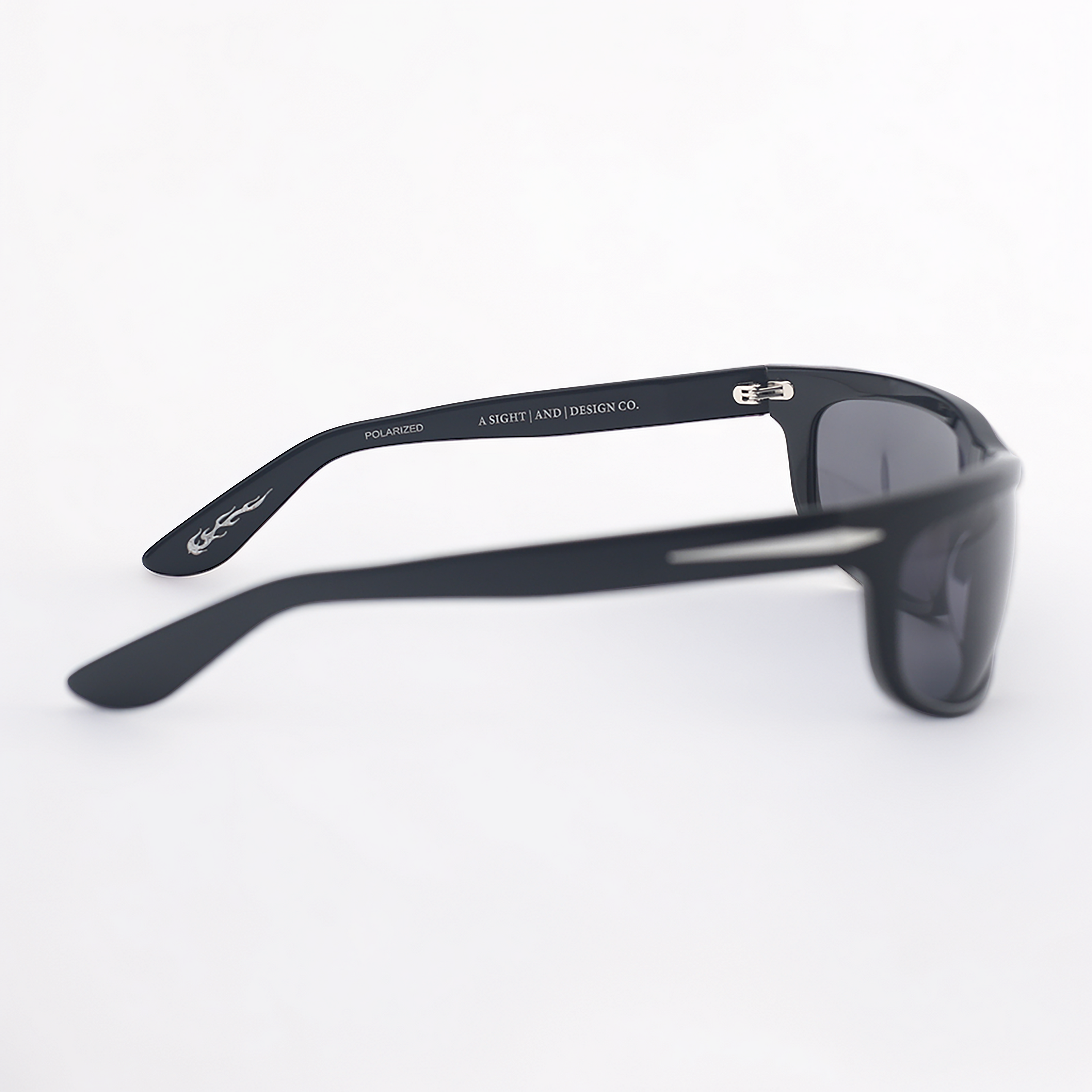 SAD Eyewear HEAT premium wraparound sunglasses in gloss black with polarized UV protection lenses