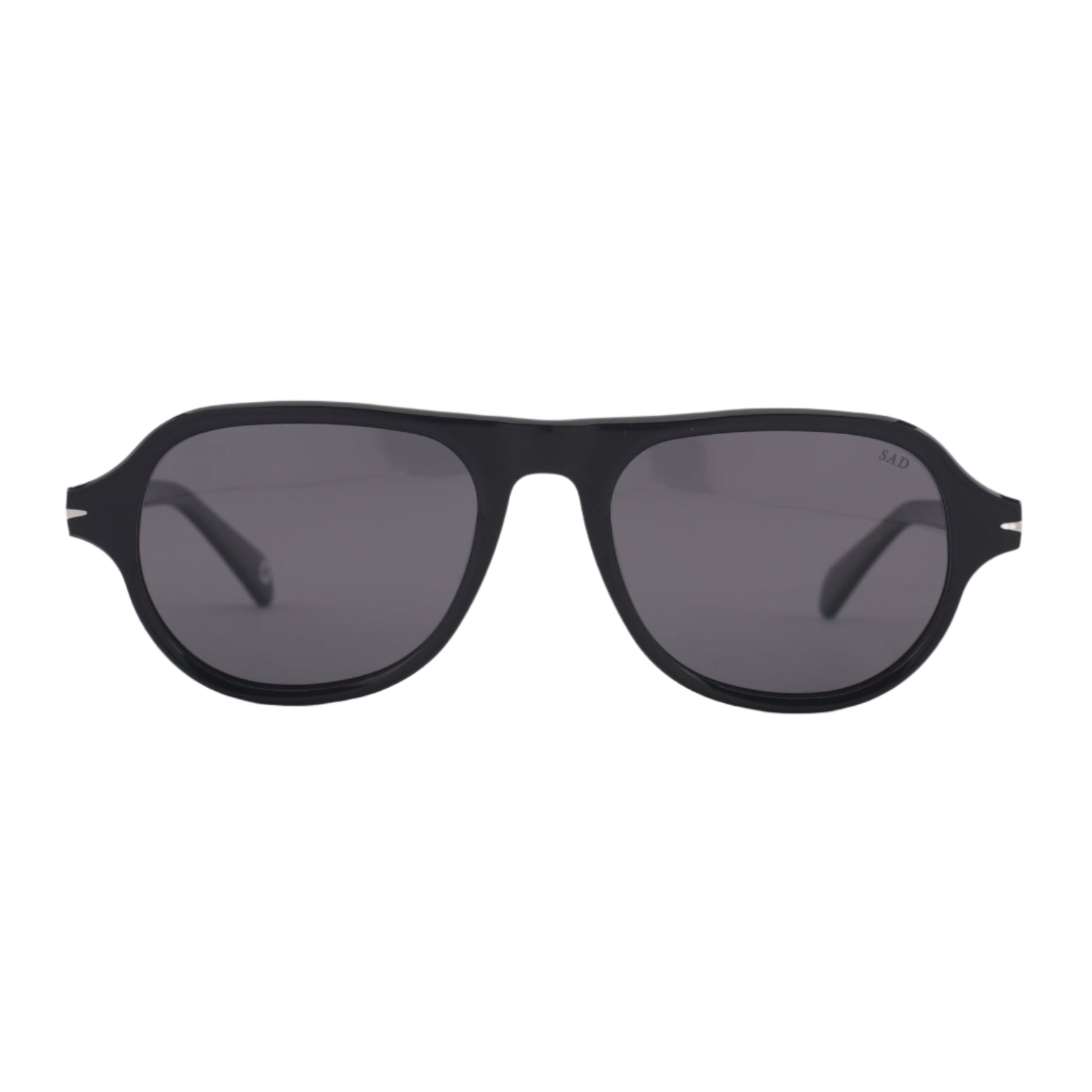Black sunglasses on a light gray background