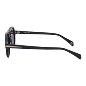 Black eyeglasses on a light gray background