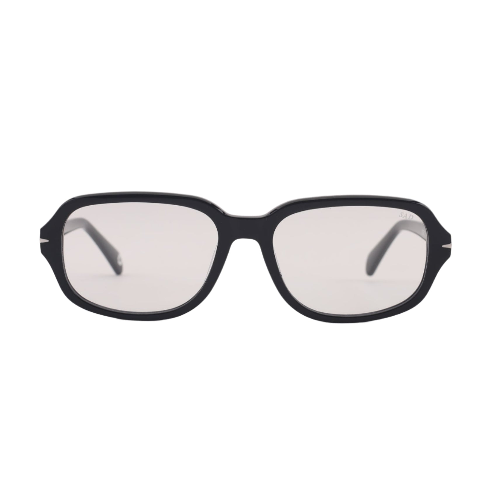 SAD Eyewear Dusk premium square glasses in black with clear blue light protection lenses