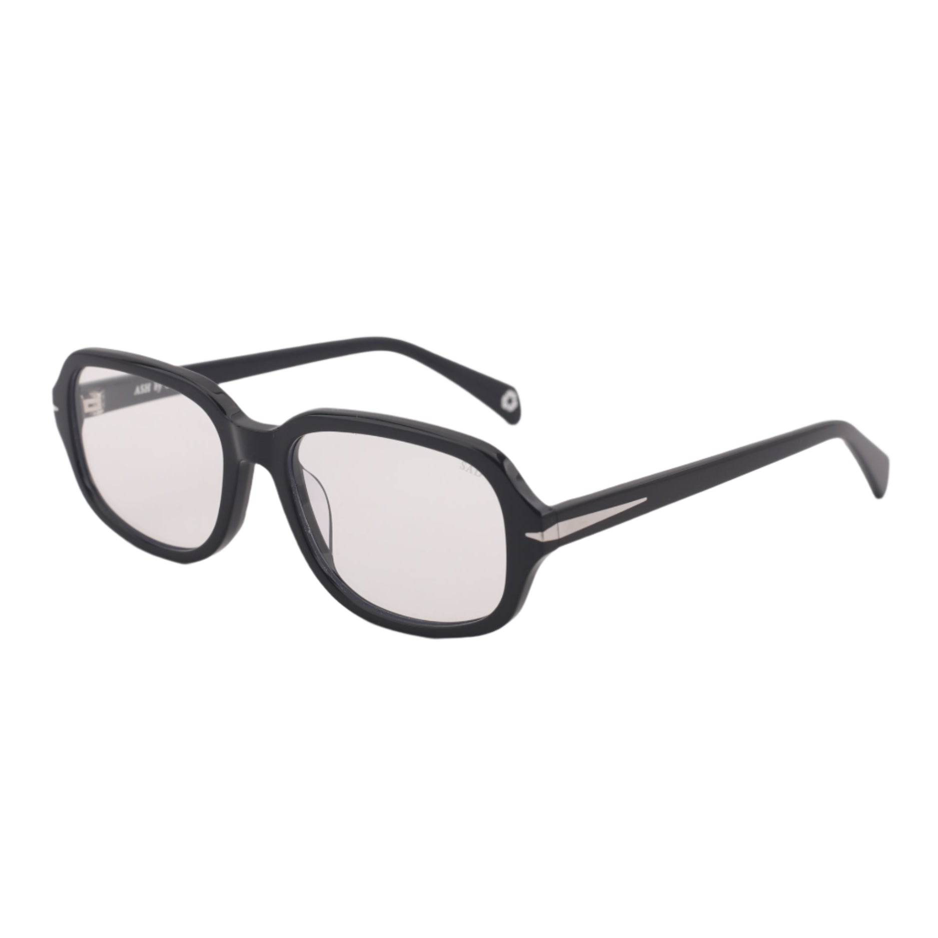 SAD Eyewear Dusk premium square glasses in black with clear blue light protection lenses