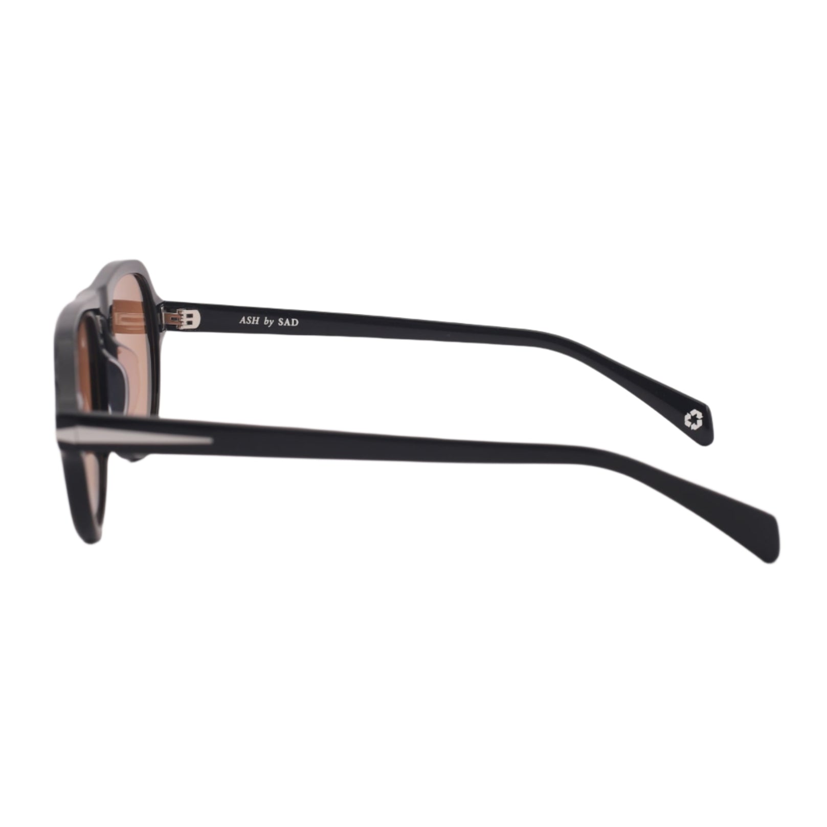 SAD Eyewear Ash premium square sunglasses in black with tinted bronze UV protection lenses