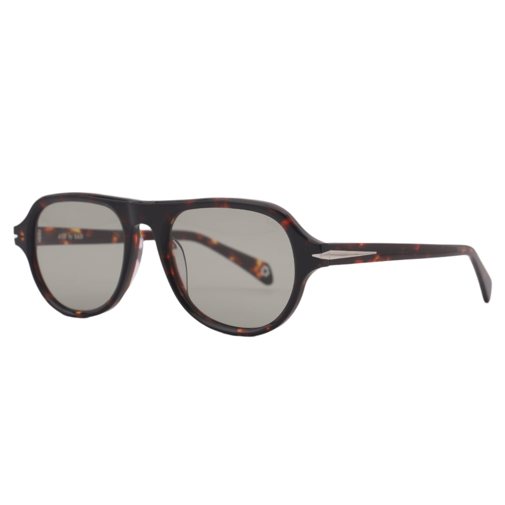Sunglasses with a tortoiseshell frame on a white background