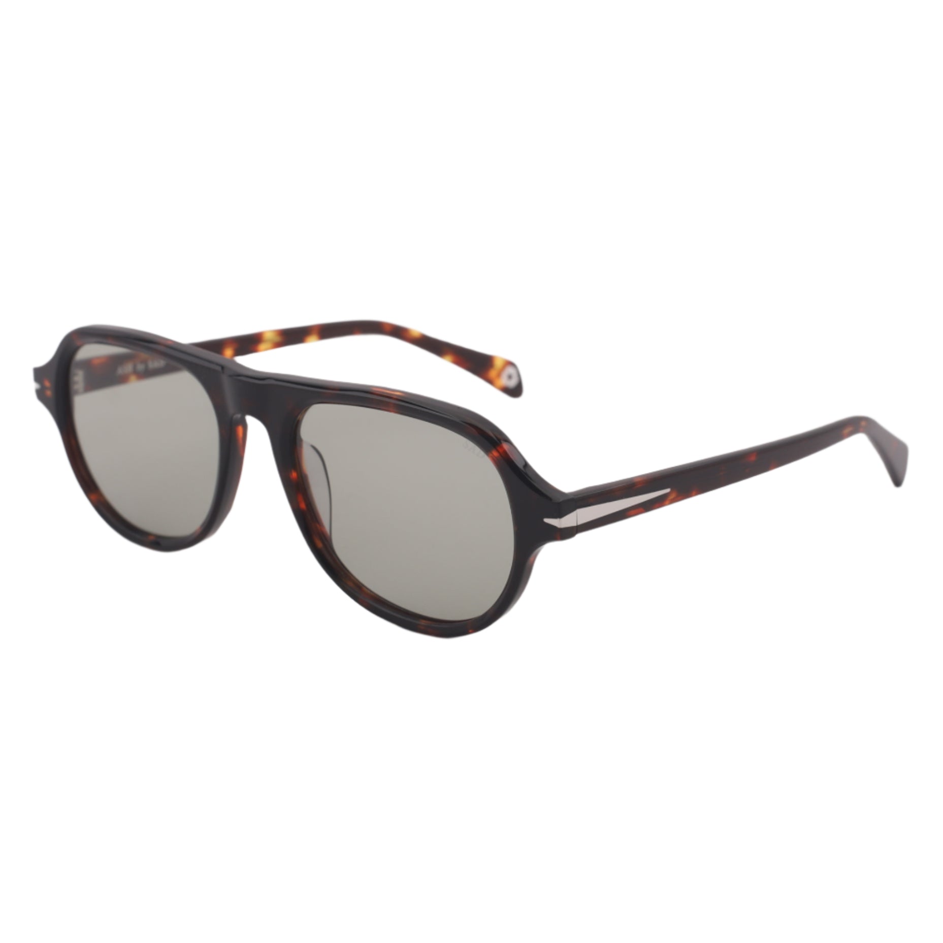 Sunglasses with tortoiseshell frame on a light gray background
