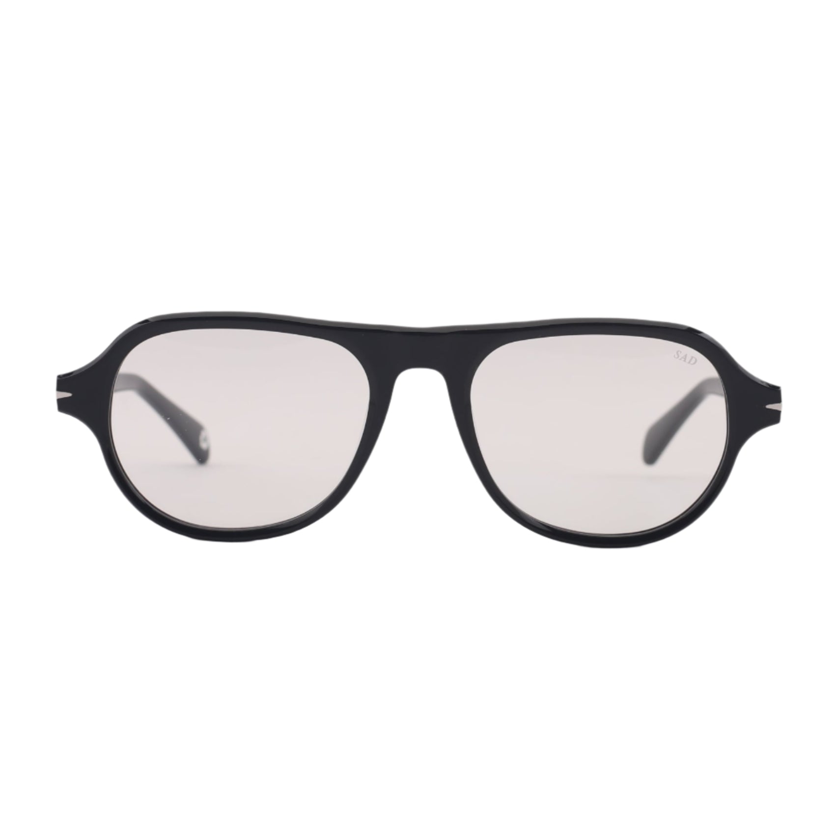 SAD Eyewear Ash aviator rectangle glasses in black with clear blue light blocking protection lenses