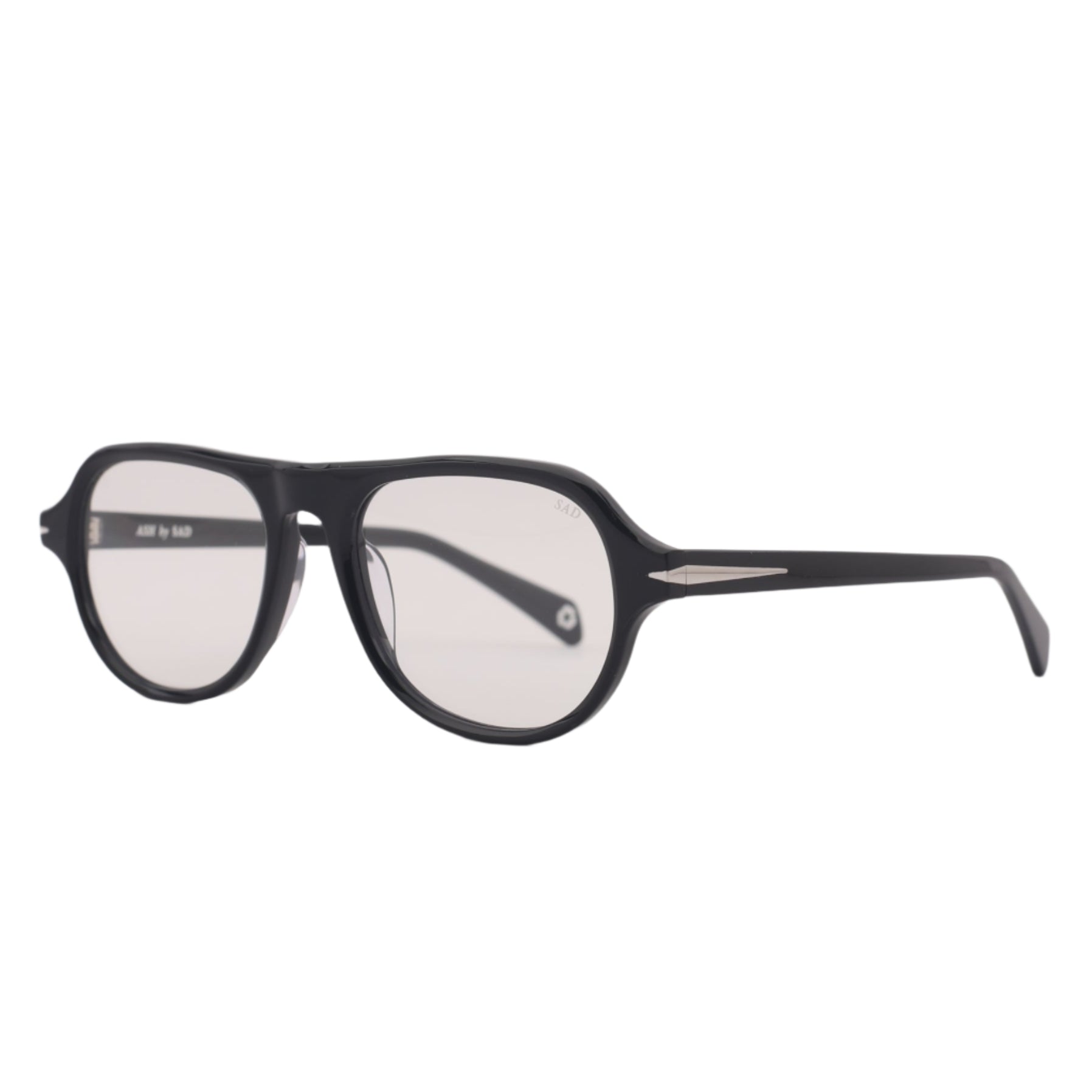 SAD Eyewear Ash aviator rectangle glasses in black with clear blue light blocking protection lenses