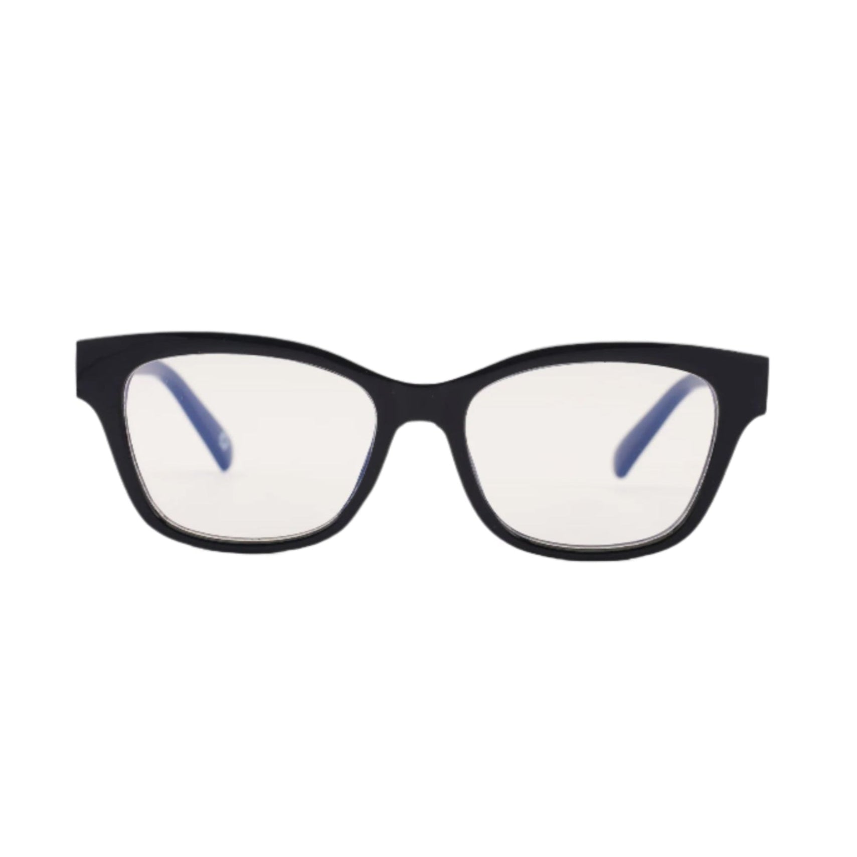 SAD Eyewear Pony wayfarer rectangle glasses in black with clear blue light blocking protection lenses