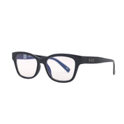 SAD Eyewear Pony wayfarer rectangle glasses in black with clear blue light blocking protection lenses