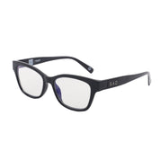 SAD Eyewear Pony wayfarer rectangle glasses in black with clear blue light blocking protection lenses