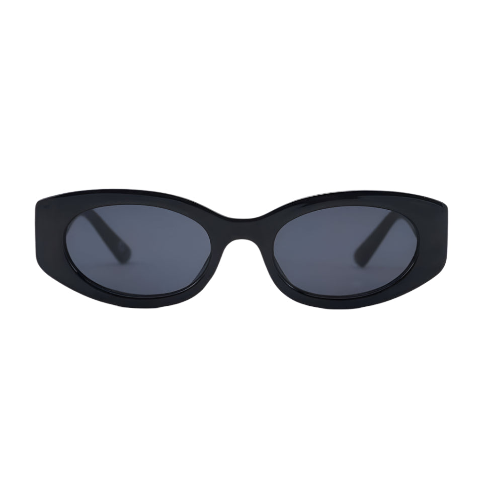Black cat-eye sunglasses on a white background