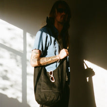 Load image into Gallery viewer, SAD runaway tote hobo tie selvedge  denim black bag kyle 
