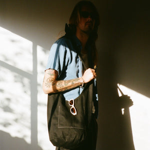 SAD runaway tote hobo tie selvedge  denim black bag kyle 