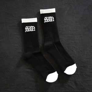 Black SOck with Old English SAD